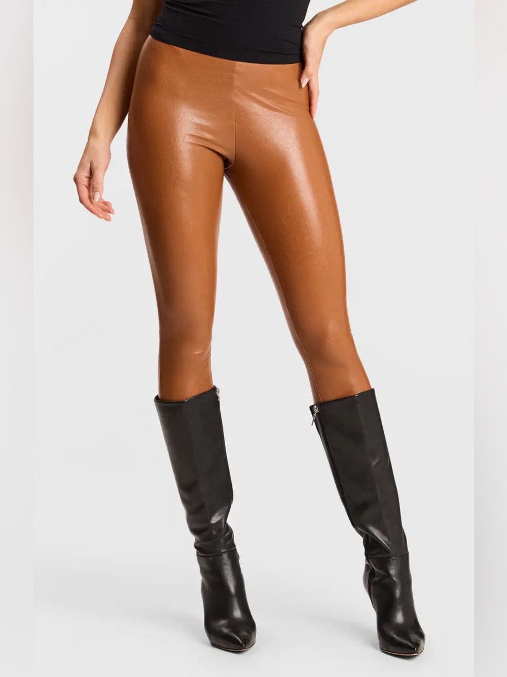 Commando control top faux leather leggings cognac light brown